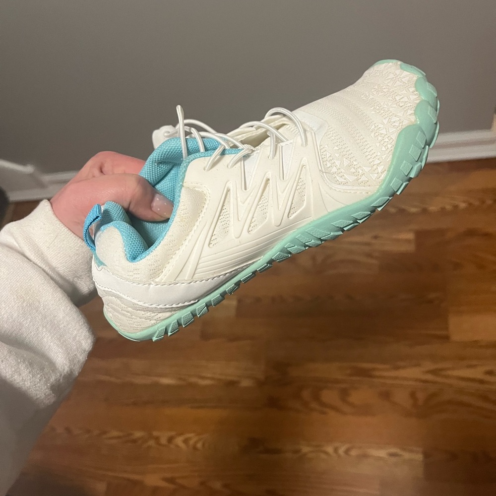 White and Mint Athletic Sneakers